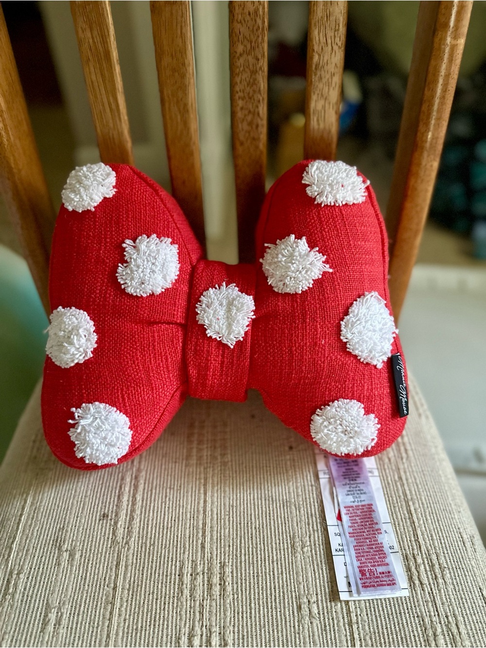 Minnie Mouse Red Polka Dot Bow Pillow - Plush Accent Accessory